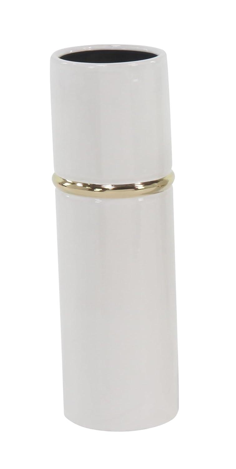Set of 3 Modern Cylindrical Ceramic Vases White - Olivia & May