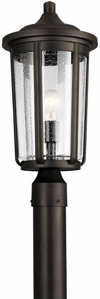 Fairfield Black Outdoor Post Light with Clear Seeded Glass