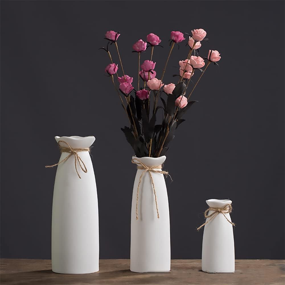 White Ceramic Hand-Painted Modern Flower Vase