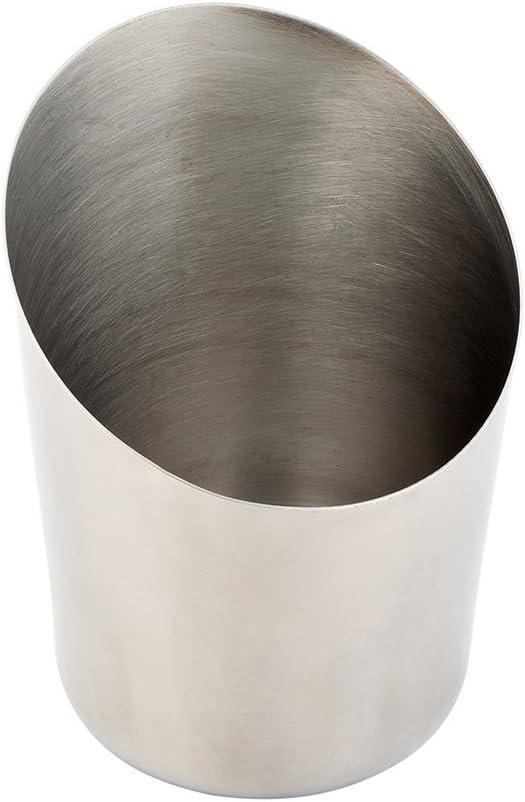 Restaurantware Met Lux 3.4 x 4.5 Inch French Fry Cup 1 Tapered French Fry Holder - Satin Finish Durable Stainless Steel Fry Cup For Serving Chips Onion Rings Tater Tots or Vegetables