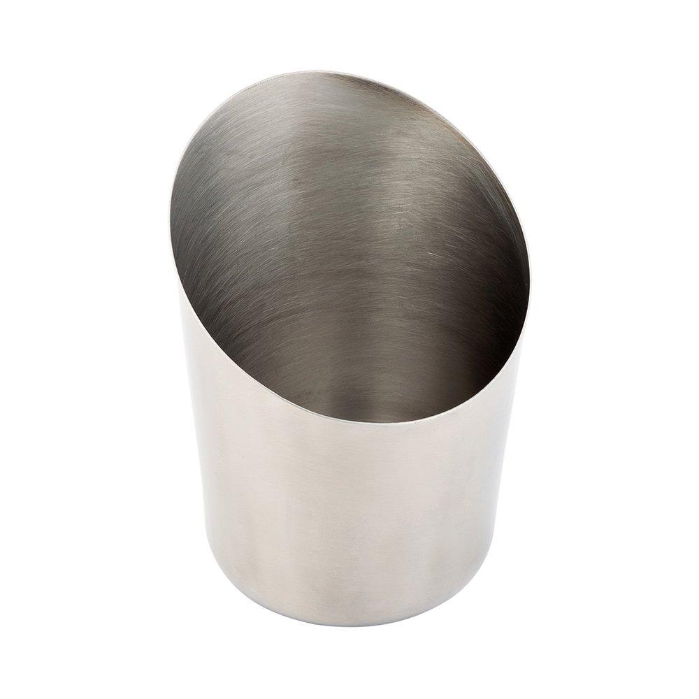 Restaurantware Met Lux 3.4 x 4.5 Inch French Fry Cup 1 Tapered French Fry Holder - Satin Finish Durable Stainless Steel Fry Cup For Serving Chips Onion Rings Tater Tots or Vegetables