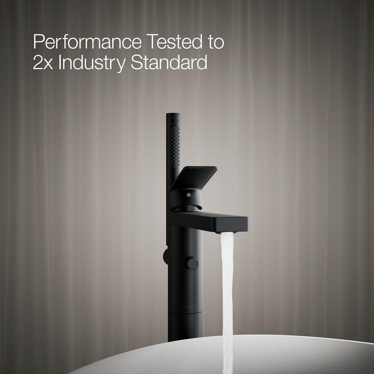 Parallel Floor-Mount Bath Filler Trim With Handshower