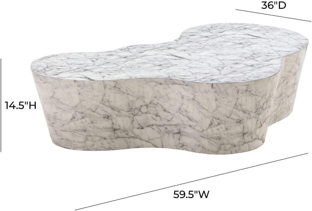 Free Form White Marble Outdoor Coffee Table