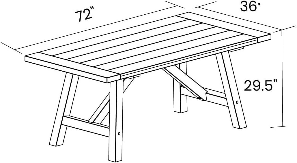 Cascais Rectangular 72'' Solid Wood Table with Farmhouse Base