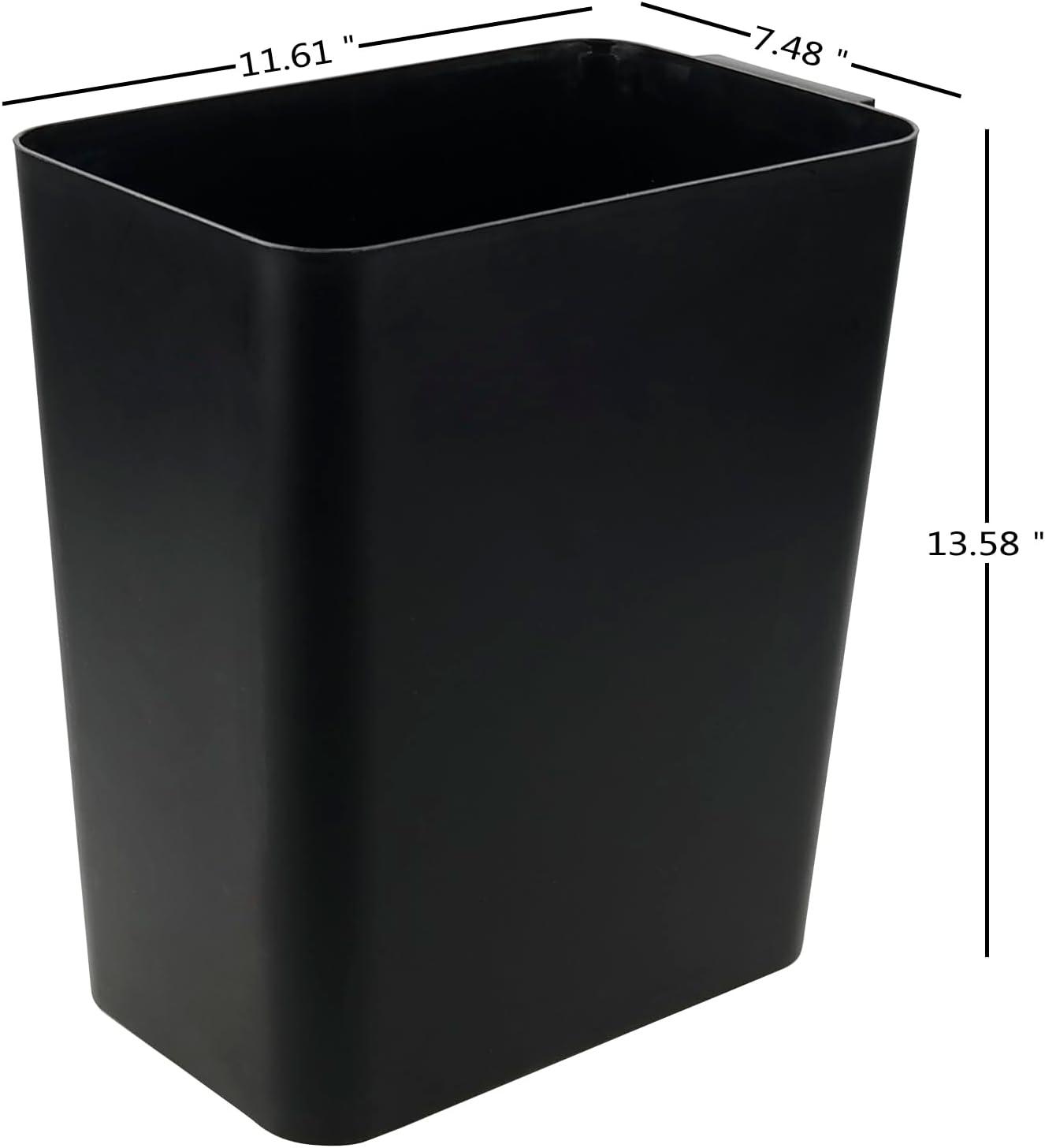 Qskely 3-Pack 4.5 Gallon Plastic Trash Can Wastebasket, Office Garbage Can, Black