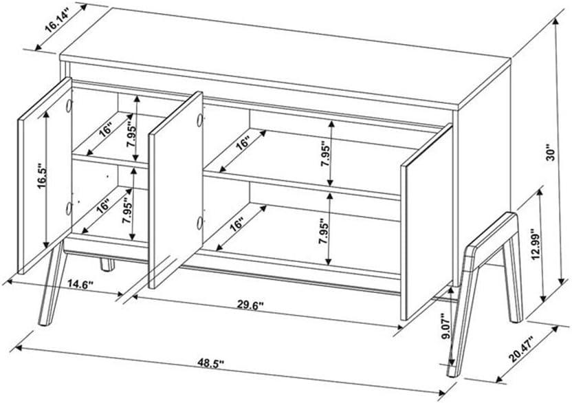 Manhattan Comfort Jernya 49" Sideboard with 4 Shelves in White