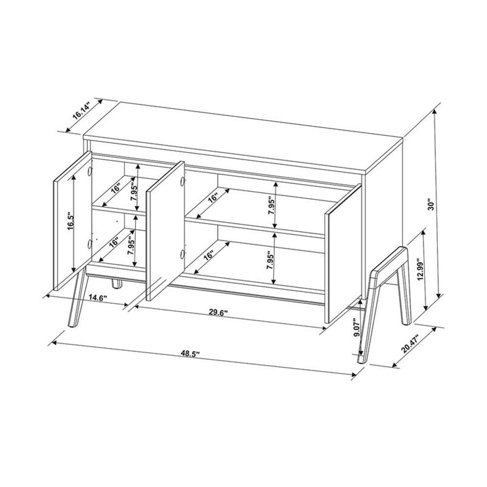 Manhattan Comfort Jernya 49" Sideboard with 4 Shelves in White