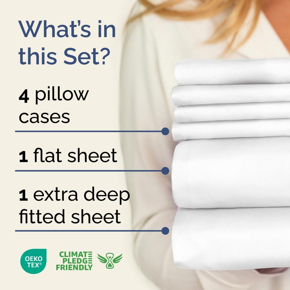 CGK Linens 6 Piece Extra Deep Pocket Ultra Soft & Cooling Sheet Set