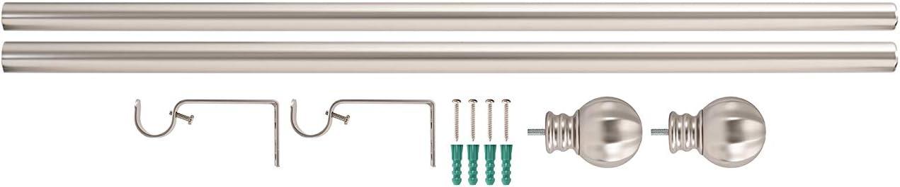 Modern Satin Nickel Telescoping Curtain Rod with Ball Finials