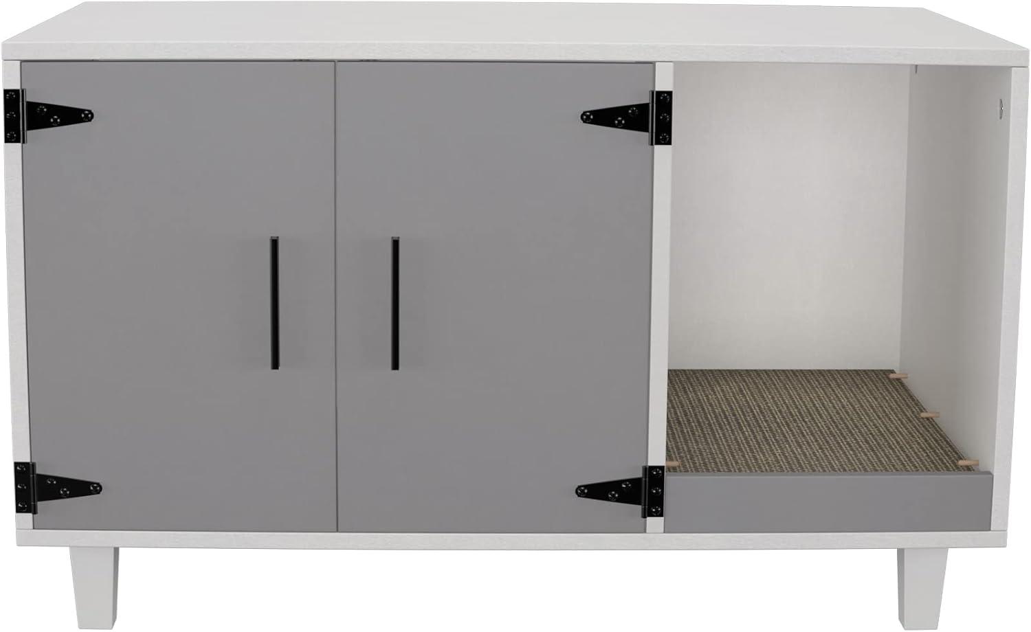 GDLF Pet Crate Cat Washroom Hidden Litter Box Enclosure  as Table Nightstand with Scratch Pad,Stackable