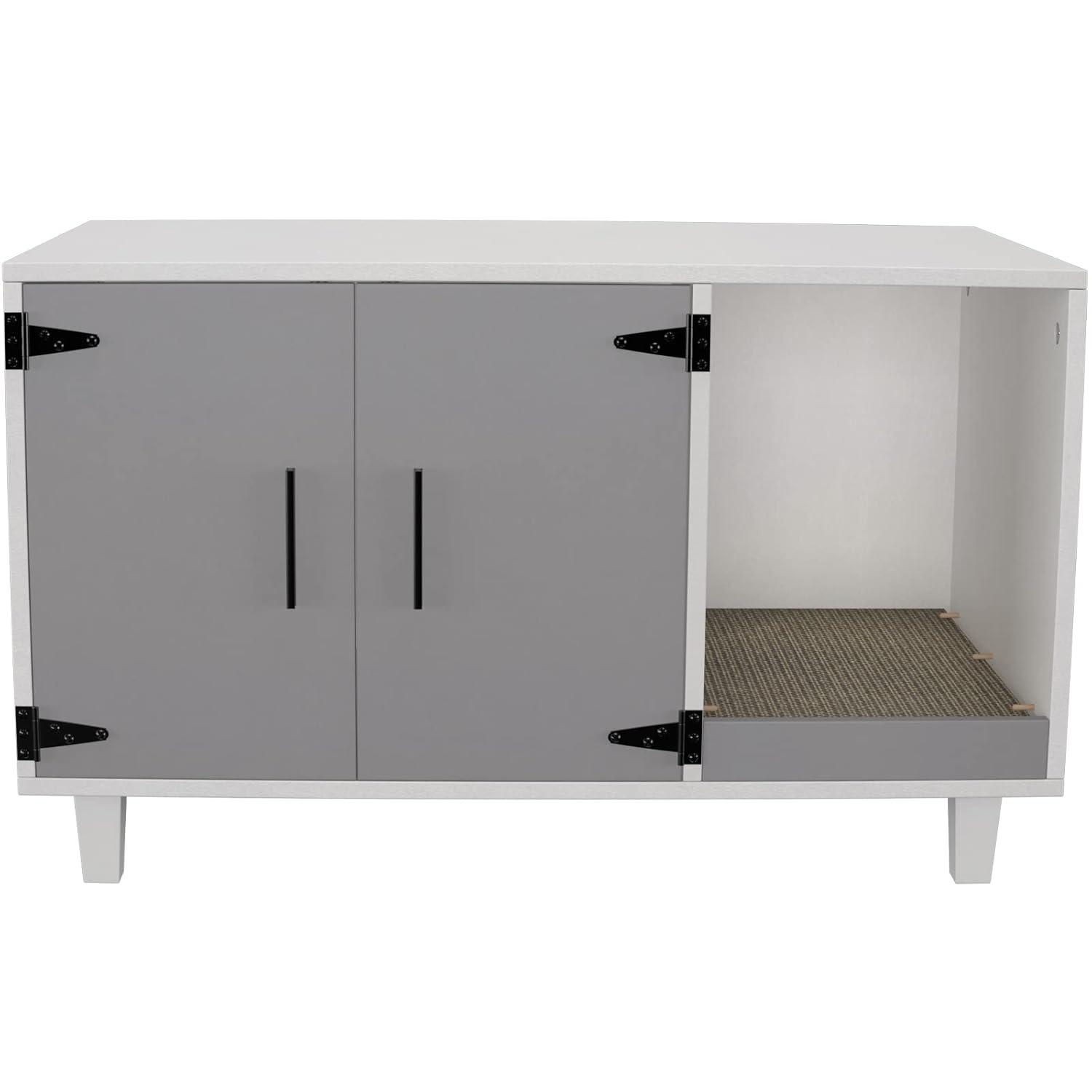 GDLF Pet Crate Cat Washroom Hidden Litter Box Enclosure  as Table Nightstand with Scratch Pad,Stackable