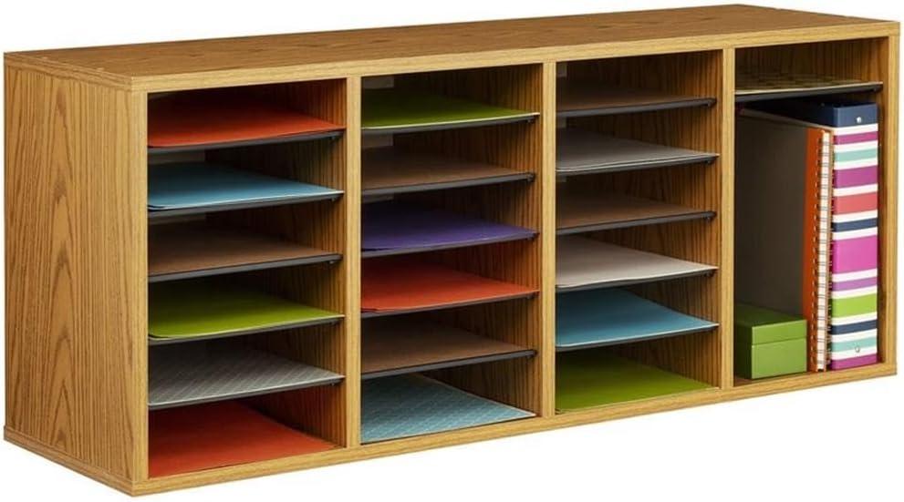 Scranton & Co Medium Oak 24 Compartment Wood Adjustable File Organizer