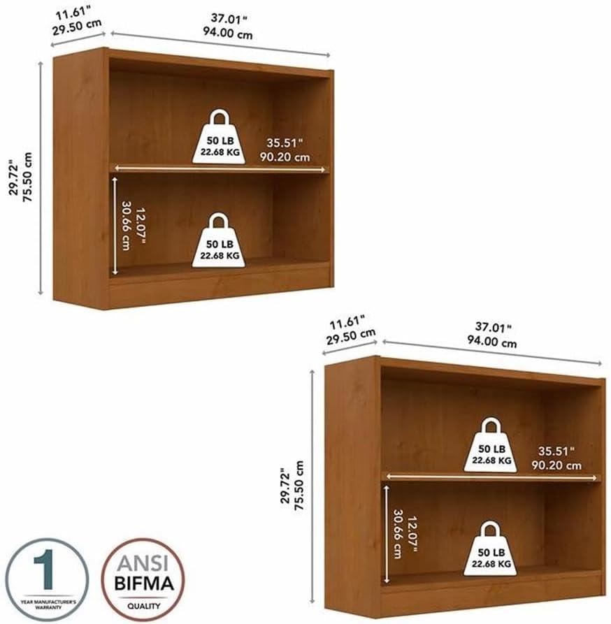 Universal Small 2 Shelf Bookcase in Natural Cherry (Set of 2) - Engineered Wood