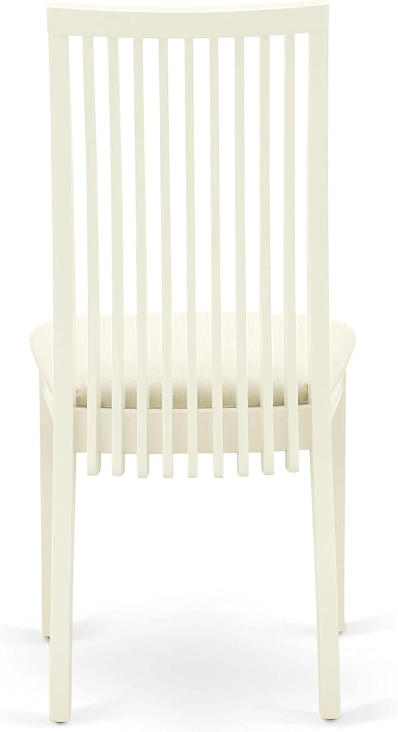 Linen White Upholstered Wood Slat Back Dining Chairs - Set of 2