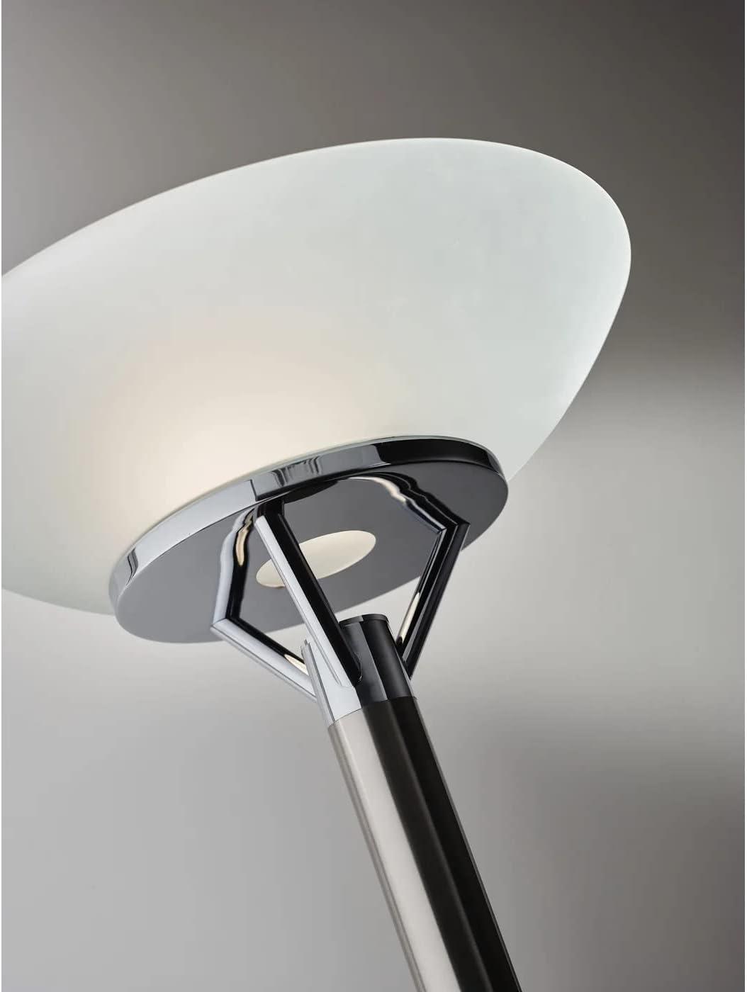 71.5" Expo Floor Lamp Silver - Adesso: ETL Listed, Metal Body, Glass Shade, 2 Sockets, Modern Design