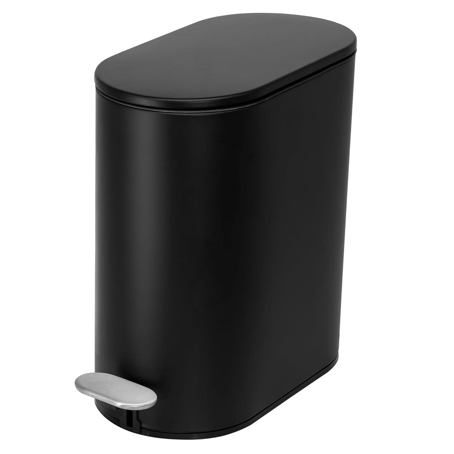 Oval slow-close bathroom wastebin with premium pedal (5L)