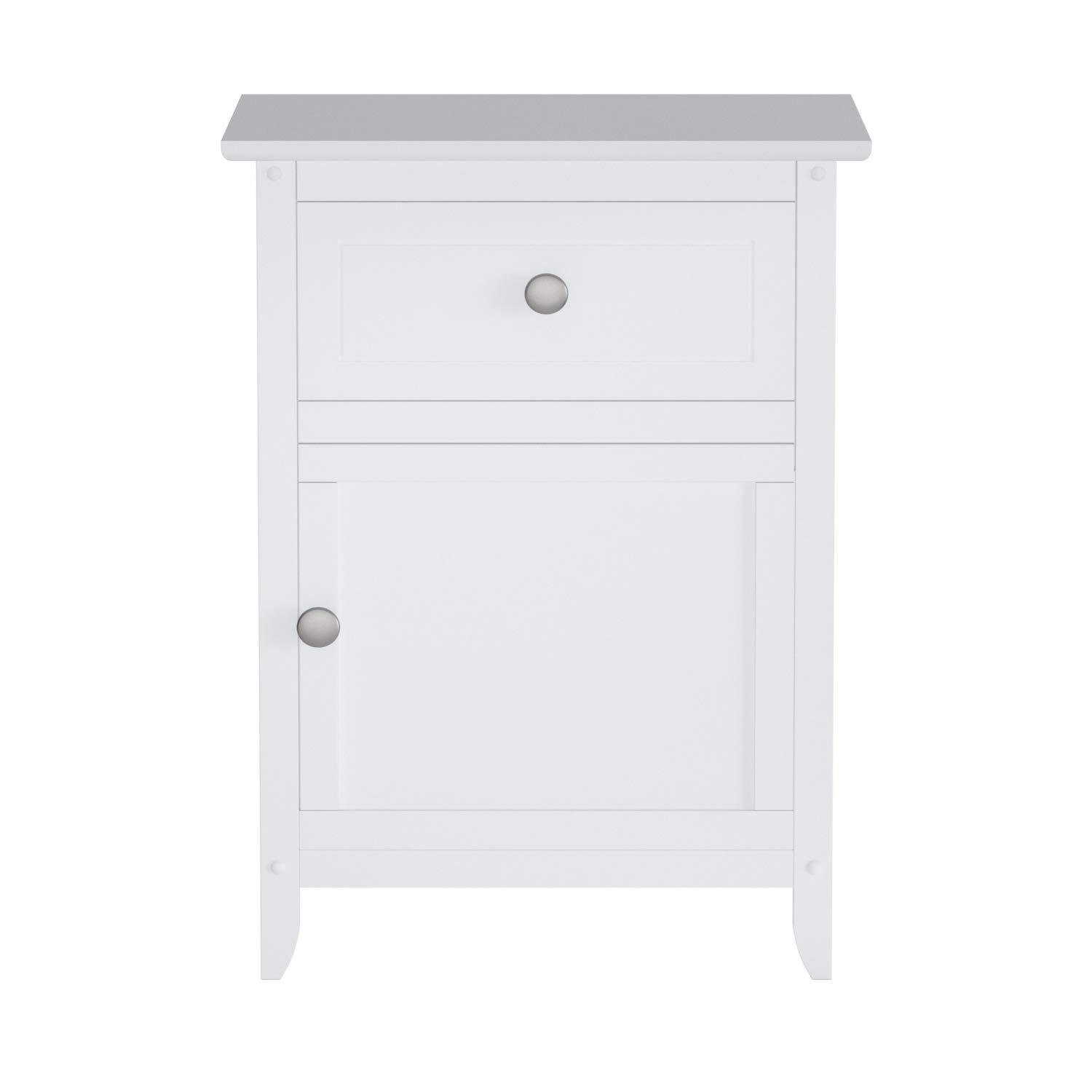Eugene Nightstand - White - Winsome: Wood Composite Bedside Cabinet with Storage Drawer & Shelf
