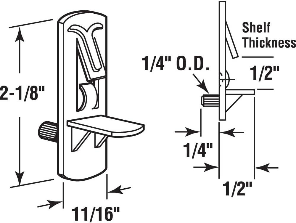 Clear Plastic Self-Locking Shelf Support Pegs, Set of 6