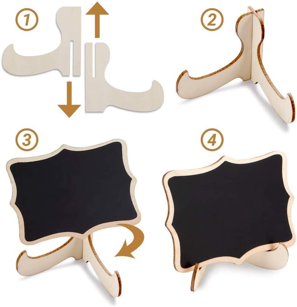 Mini Chalkboard Signs, 20 Pack Framed Small Chalk Board Food Labels with Easel Stand for Party Buffet or Wedding Celebration, Wooden Blackboard as Place Cards for Table Setting or Numbers