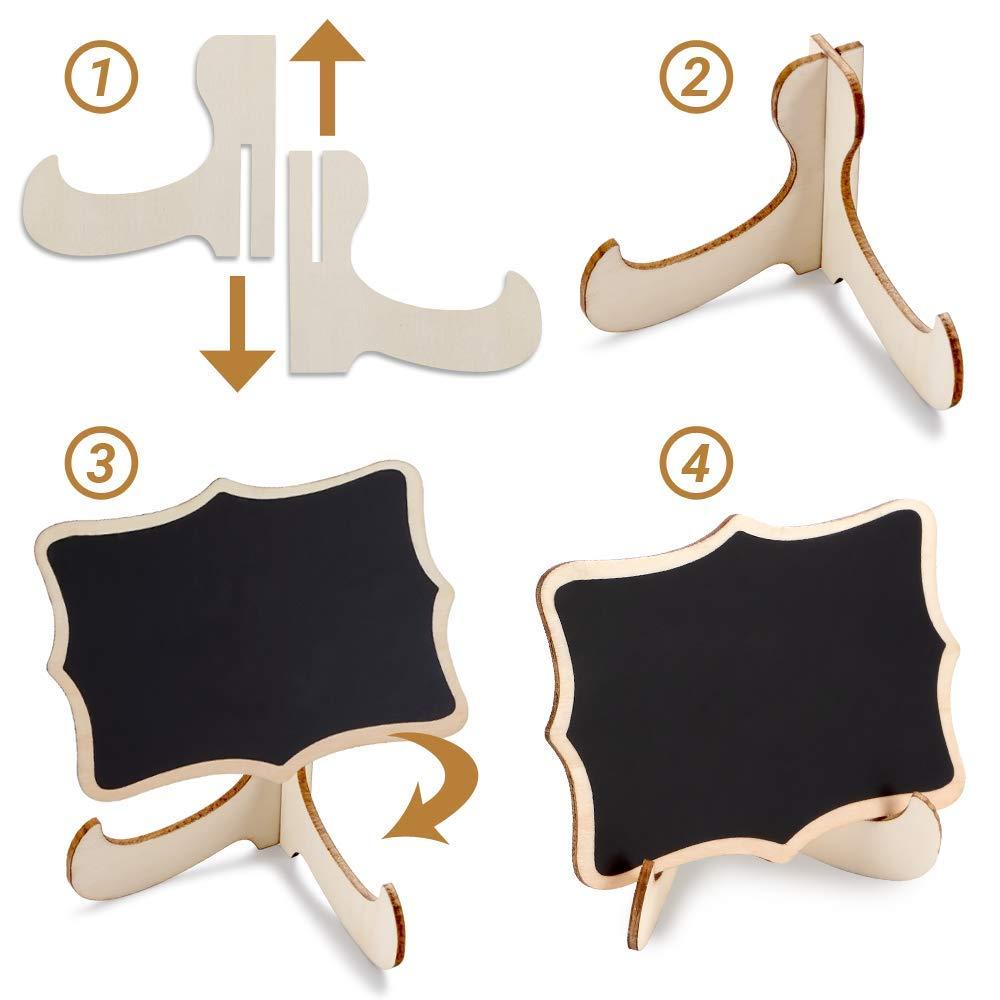 Mini Chalkboard Signs, 20 Pack Framed Small Chalk Board Food Labels with Easel Stand for Party Buffet or Wedding Celebration, Wooden Blackboard as Place Cards for Table Setting or Numbers