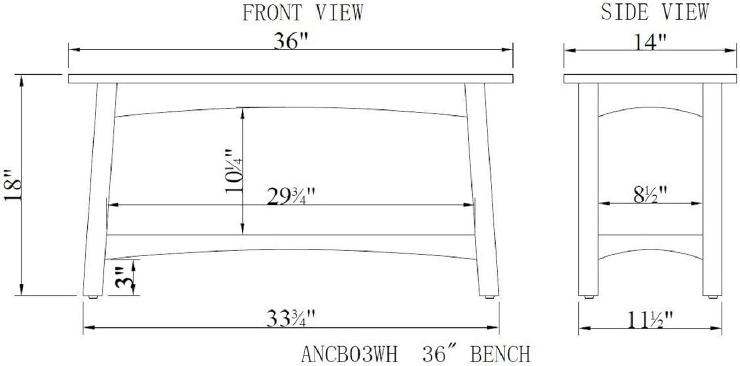 Alaterre Alterre Craftsbury 36"W Wood Entryway Bench, Gray