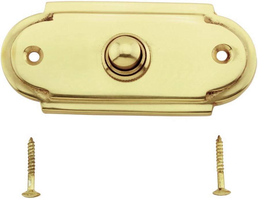 Wired Brass Door Bell Push Button 4" L Lacquered Finish