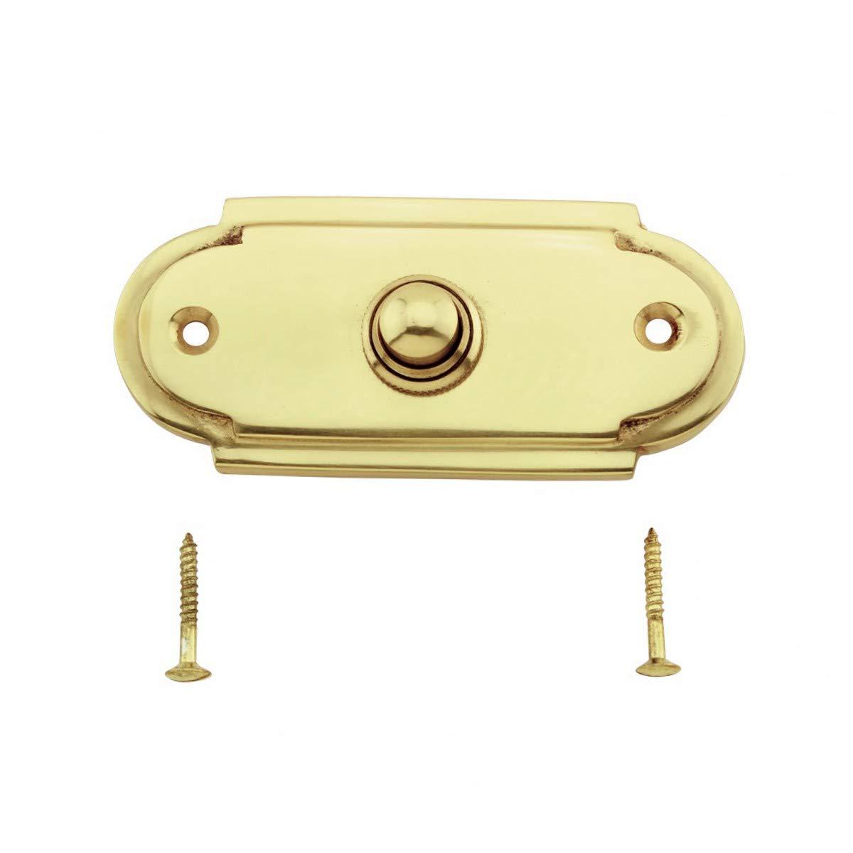 Wired Brass Door Bell Push Button 4" L Lacquered Finish