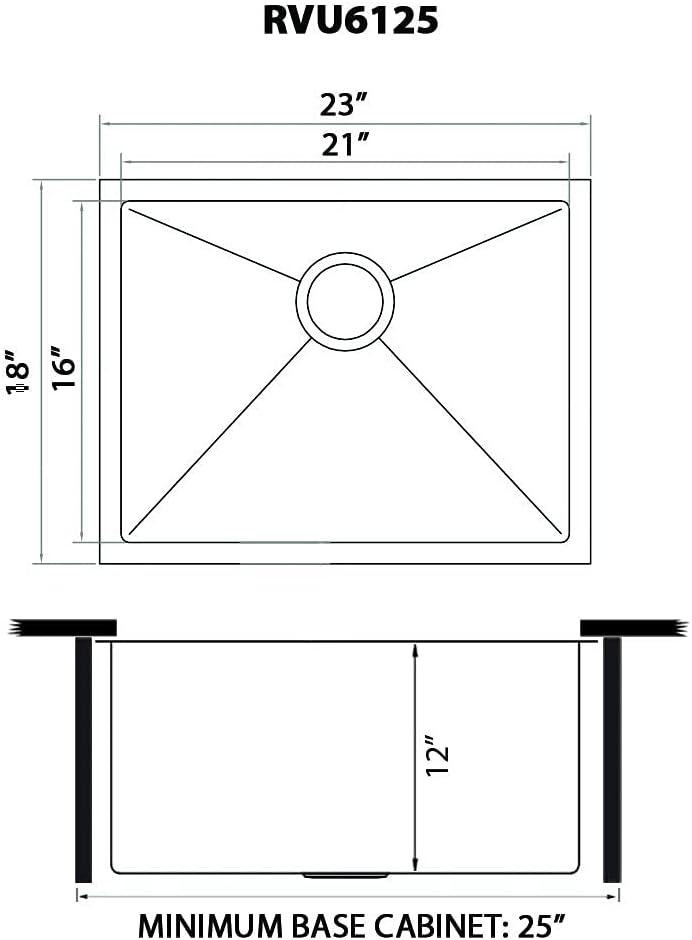 Ruvati 23" x 18" x 12" Deep Stainless Steel Undermount Utility Sink