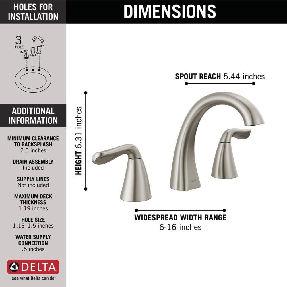 Arvo Widespread Bathroom Faucet 3 Hole, 2-handle Bathroom Sink Faucet with Drain Assembly