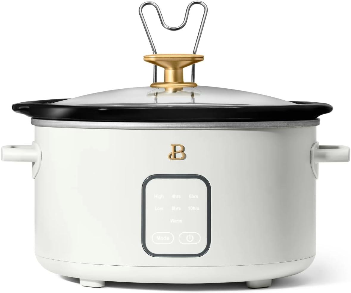 Beautiful 4Qt Slow Cooker with Touch-Activated Display, White Icing by Drew Barrymore