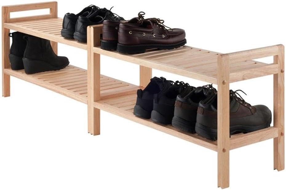 2pc Mercury Stackable Shoe Rack Set Natural - Winsome: Hardwood Organizer for Closet & Entryway