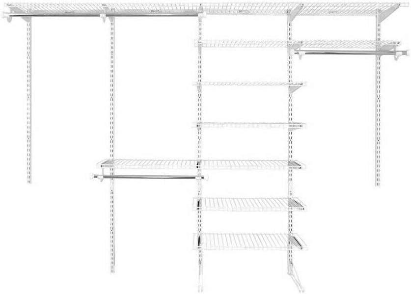 Adjustable White Metal Wire Closet Kit for 6-10 Ft Spaces