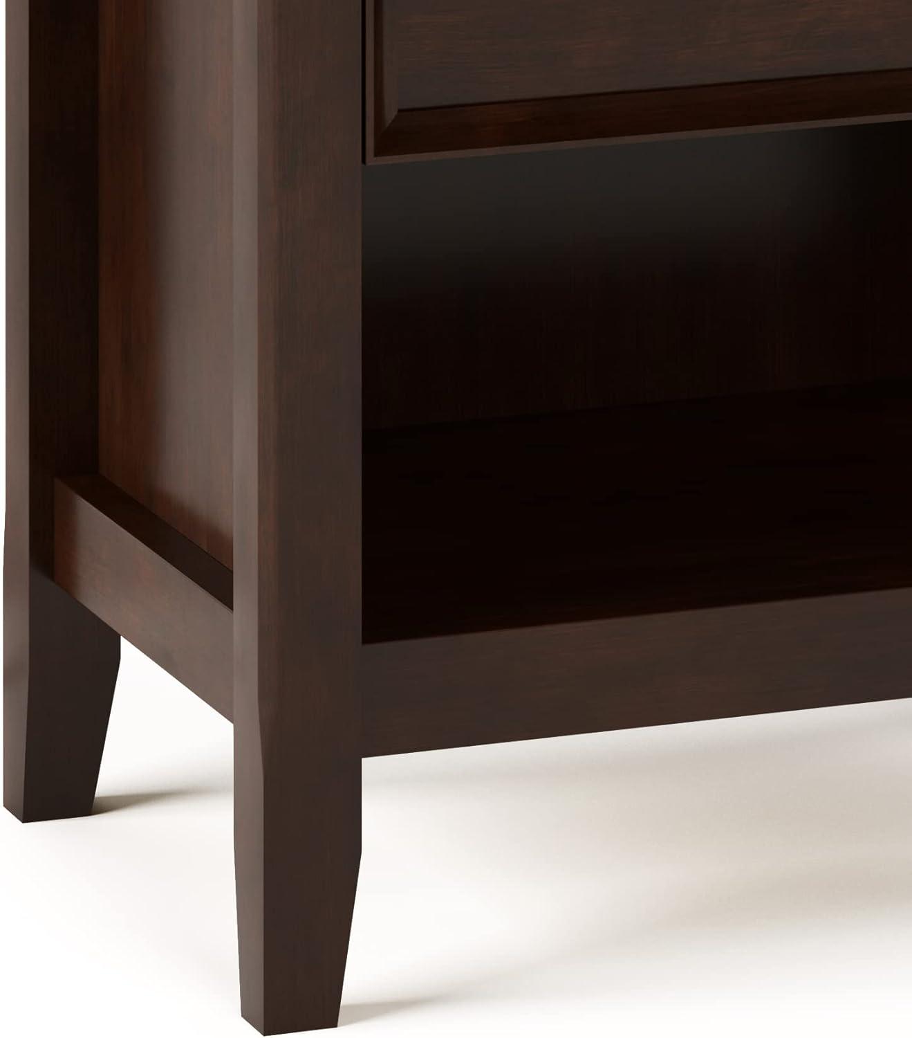 Simpli Home Amherst SOLID WOOD 24 inch Wide Traditional Bedside Nightstand Table in Russet Brown