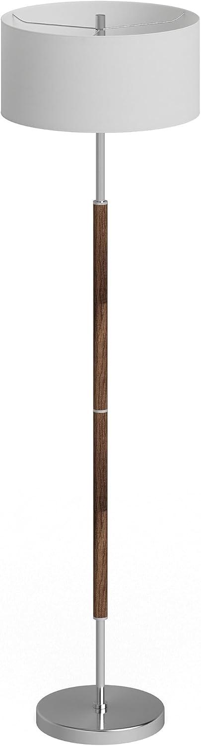 Rustic Oak & Polished Nickel 61.5" Smart Floor Lamp with Dual Bulb