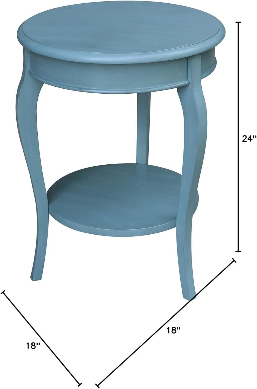 International Concepts Cambria Solid Wood Round End Table in Ocean Blue