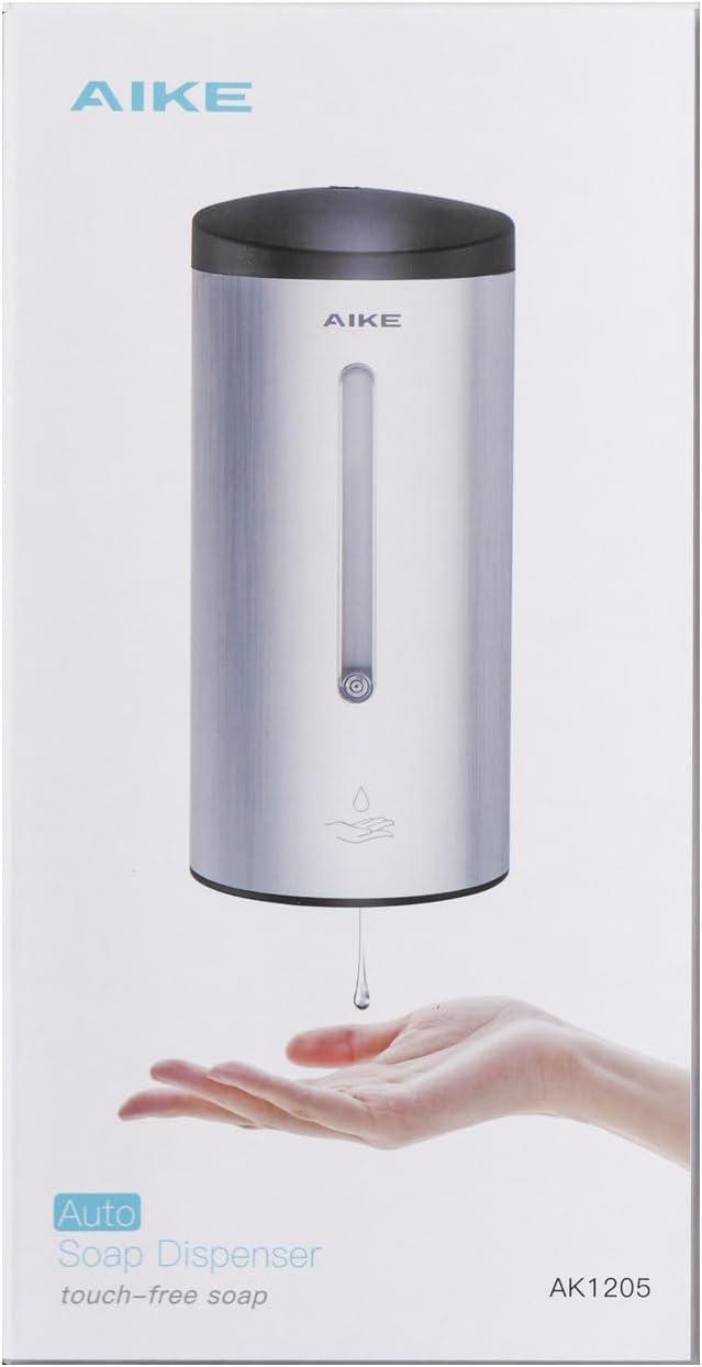 AIKE Wall-Mount Automatic Liquid Soap Dispenser 27oz Large Capacity Brushed Stainless Steel Finish Model AK1205