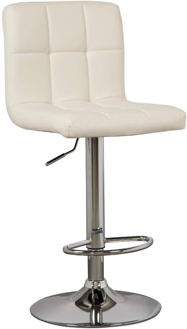 Modern Contour Adjustable Swivel Barstool in Bone Faux Leather