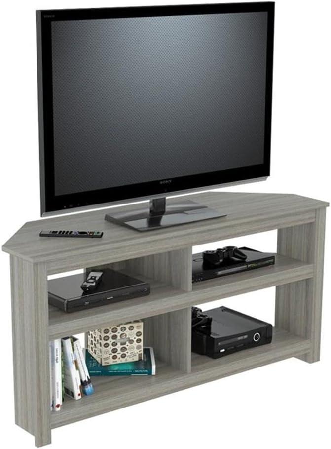 Inval 4-Shelf Corner TV Stand for TVs up to 60”, Washed Oak