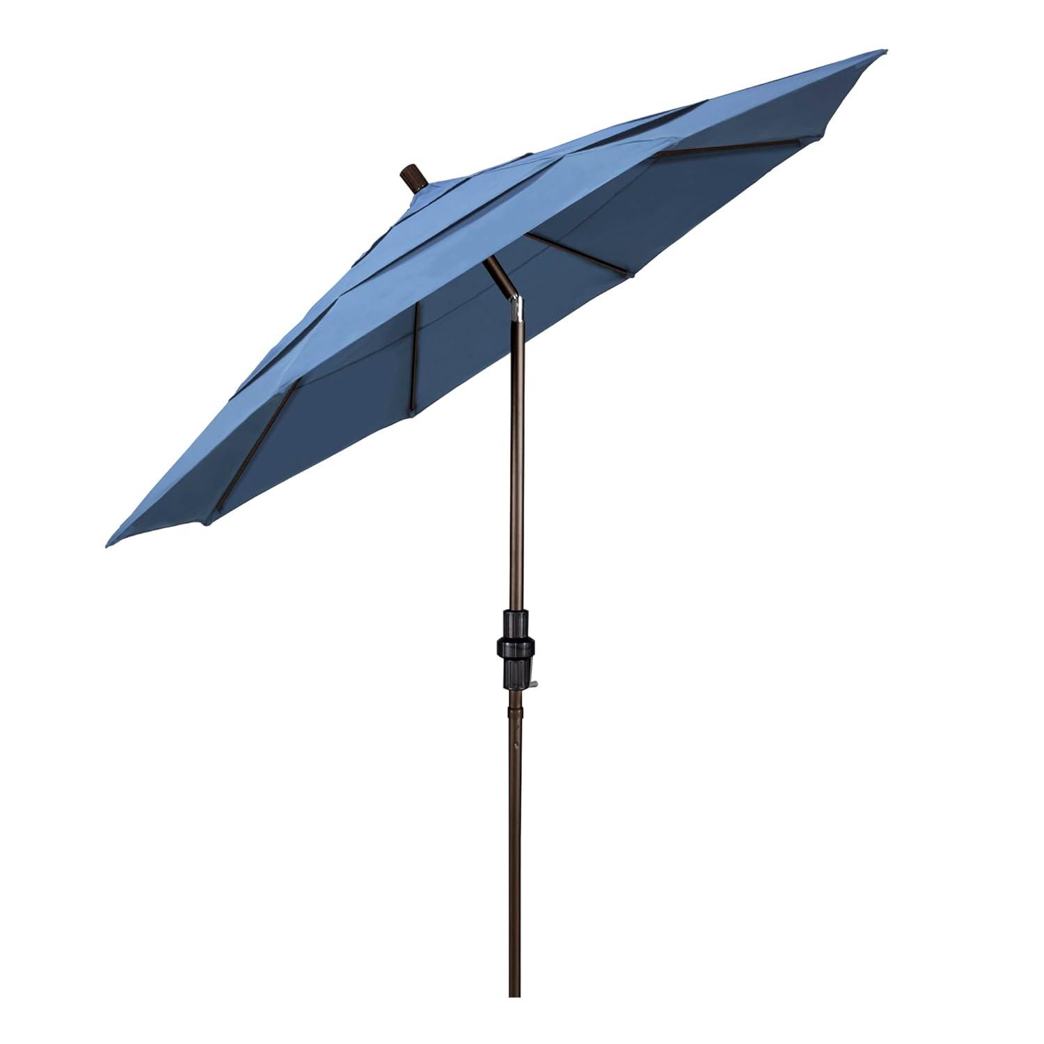 11 ft. Fiberglass Collar Tilt Double Vented Patio Umbrella in Frost Blue Olefin
