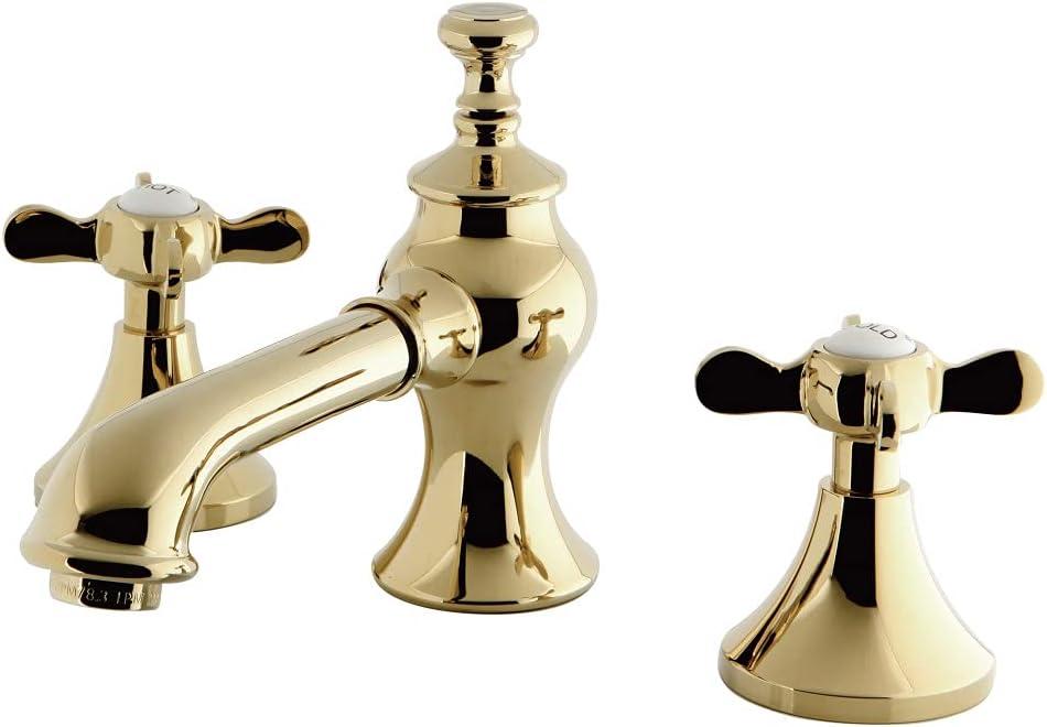 Kingston Brass Kingston Brass Essex Two-Handle 3-Hole Deck Mount Widespread Bathroom Faucet with Brass Pop-Up Drain KC7067BEX
