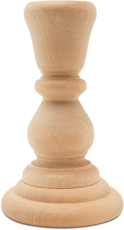 Natural Unfinished Wooden Candlestick Holders, Set of 12