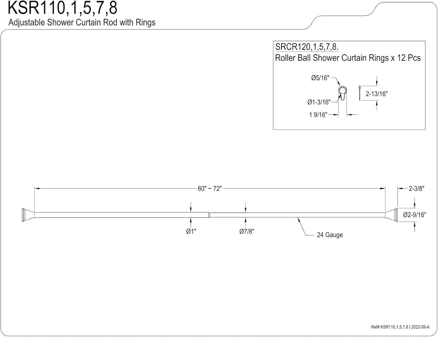 Oil Rubbed Bronze Adjustable Straight Shower Curtain Rod with Rings