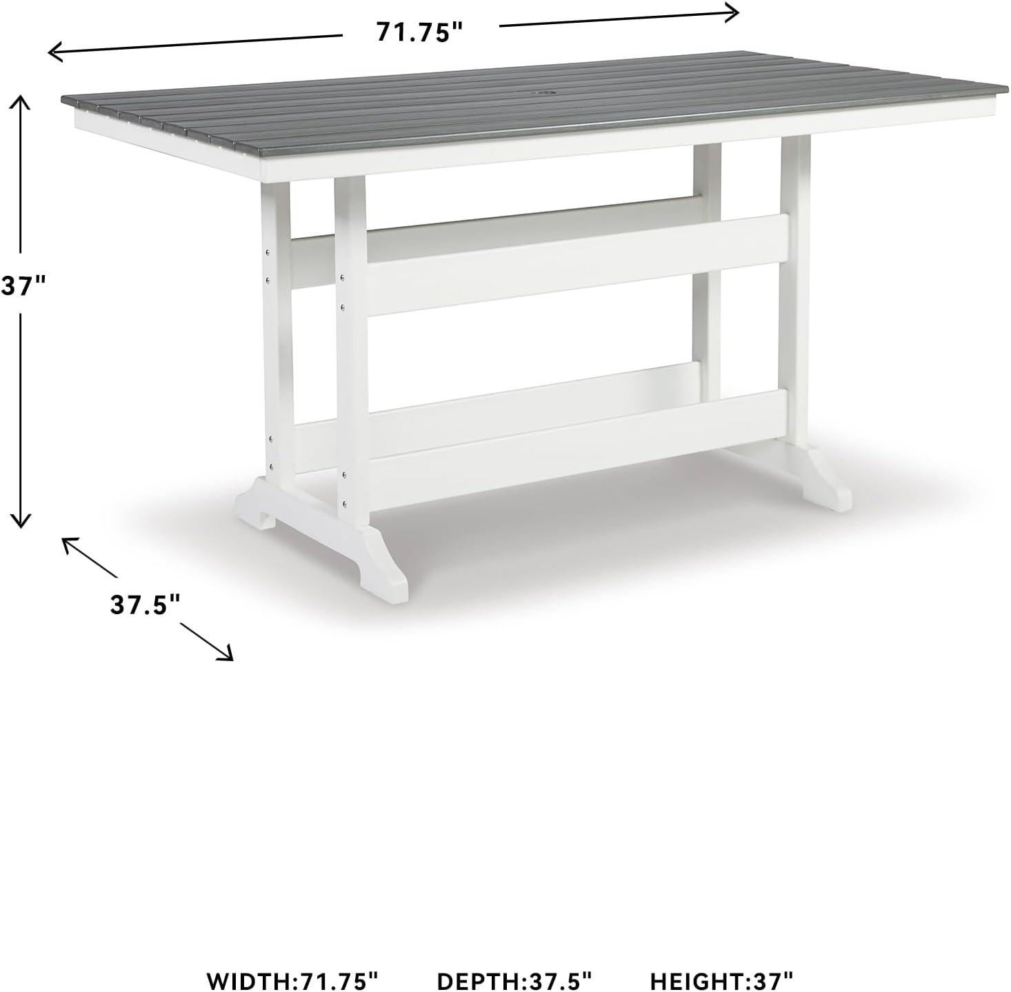Ashley Furniture Transville Outdoor Plastic Dining Table in Gray and White