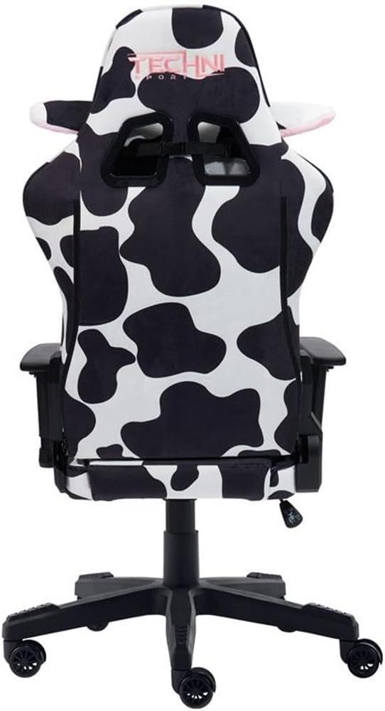 Pemberly Row Modern COW Print Fabric Gaming Chair Black/White