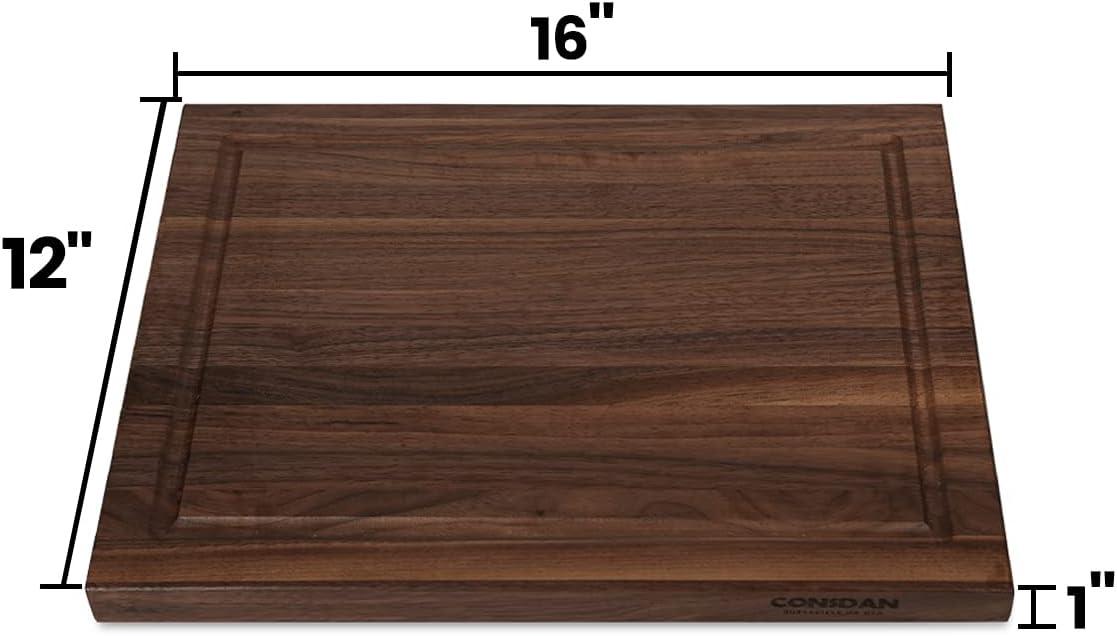 CONSDAN CONSDAN Cutting Board, Prefinished Butcher Block Cutting Board Solid Walnut Edge Grain Cutting Board