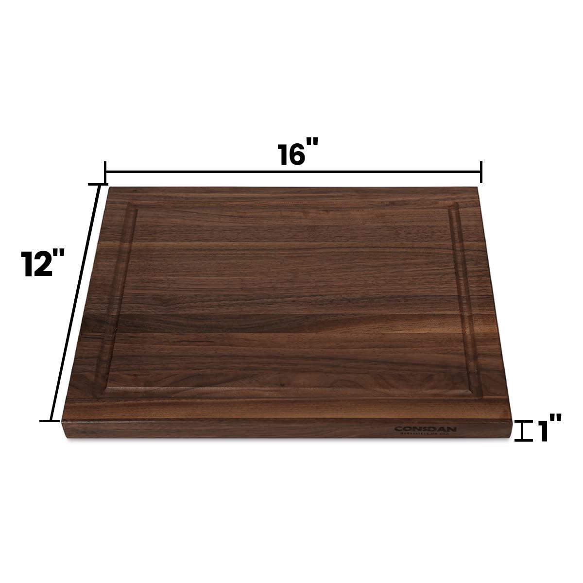 CONSDAN CONSDAN Cutting Board, Prefinished Butcher Block Cutting Board Solid Walnut Edge Grain Cutting Board