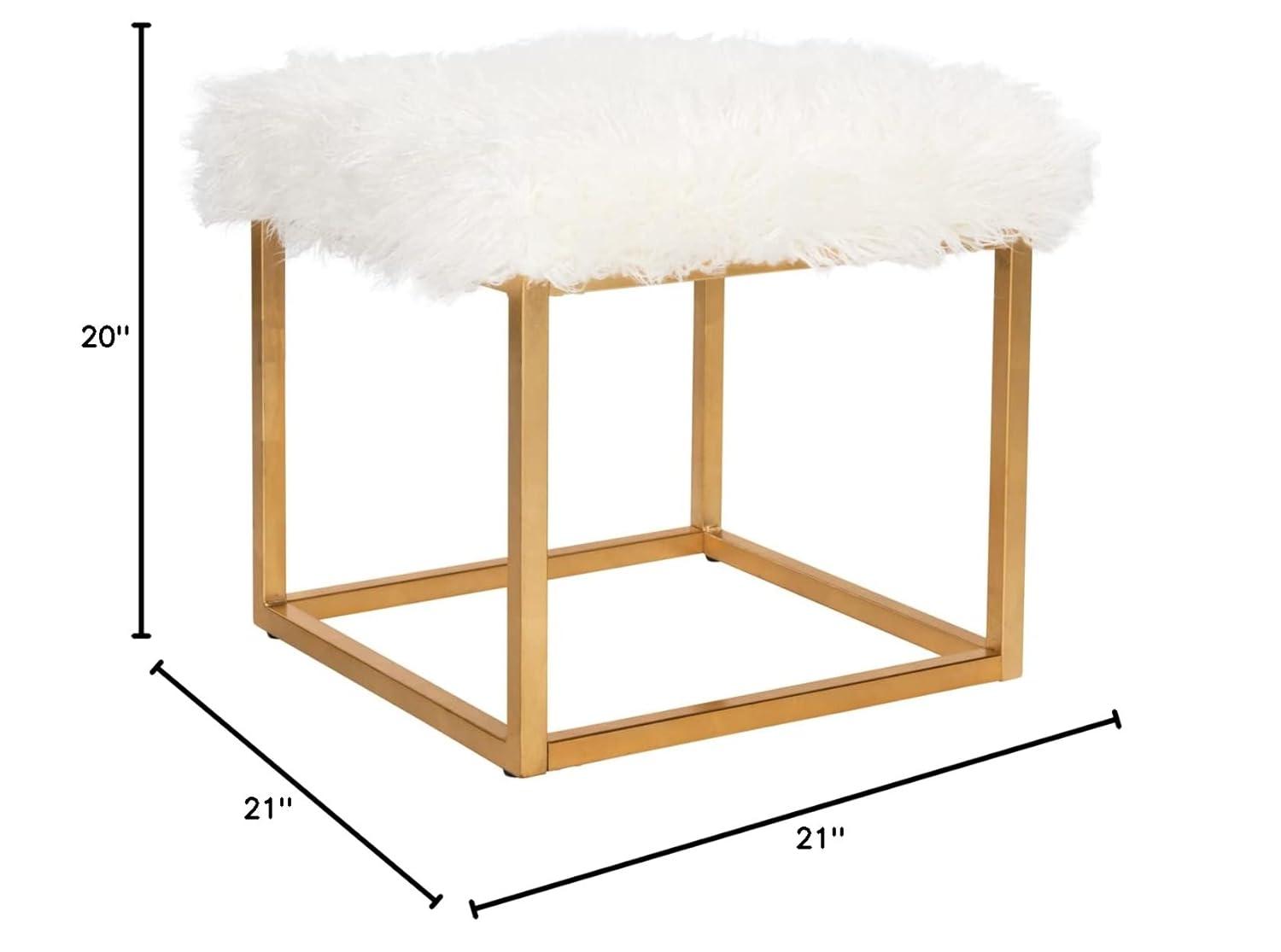Rowan Square Ottoman - FOX6288 - White - Safavieh Couture
