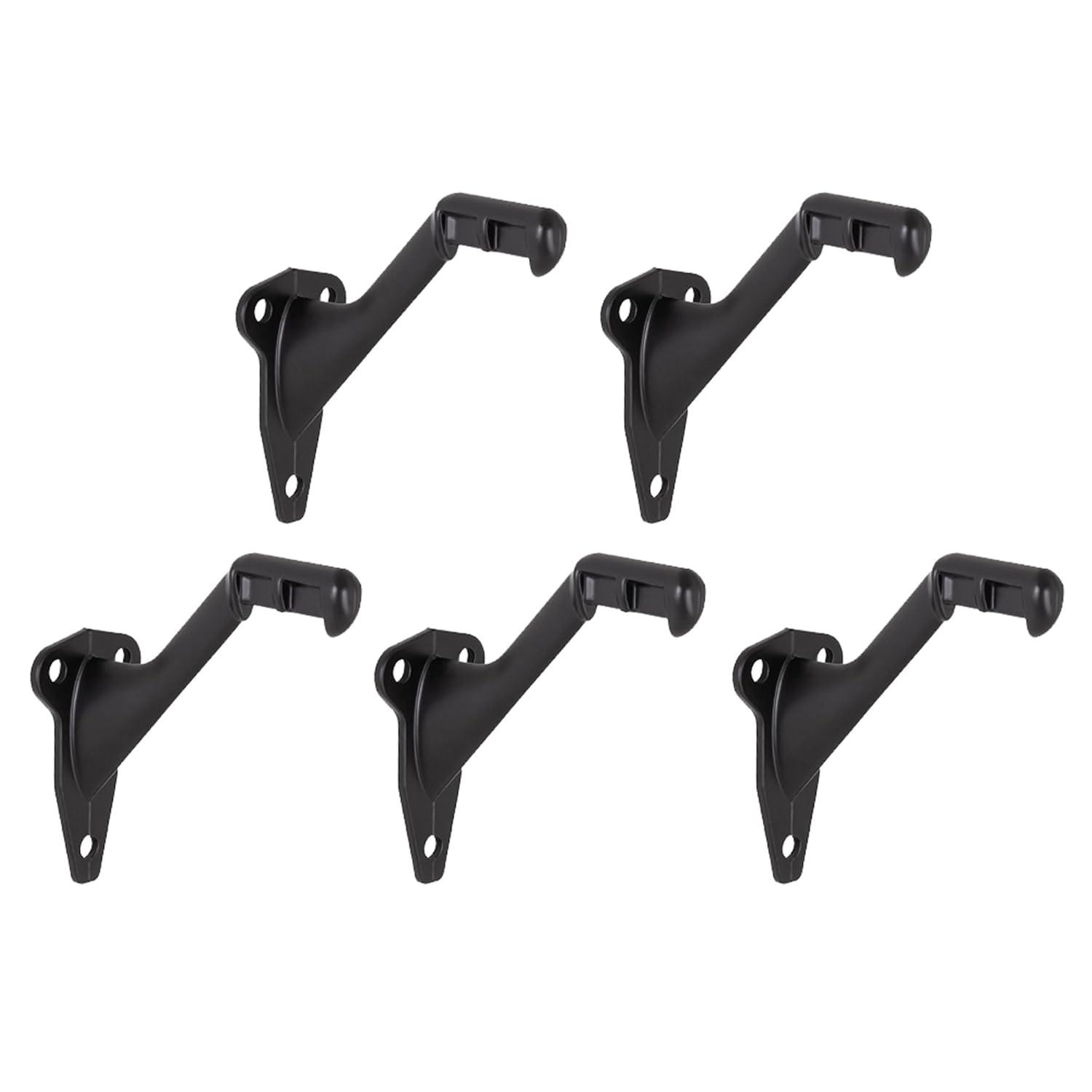 Design House 2.91" H x 2.2" W x 1.26" D Standard Handrail Bracket Heavy Duty Hardware for Stairways in Home or Office, Matte Black (Set of 5)