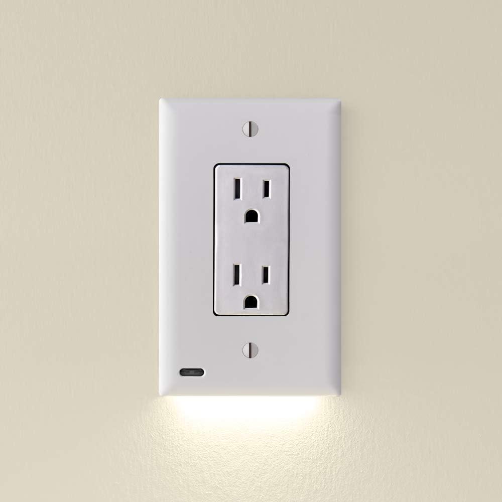 SnapPower GuideLight 2 Wall Plate Night Light - Auto On/Off Sensor - Decor, White (1 Pack)