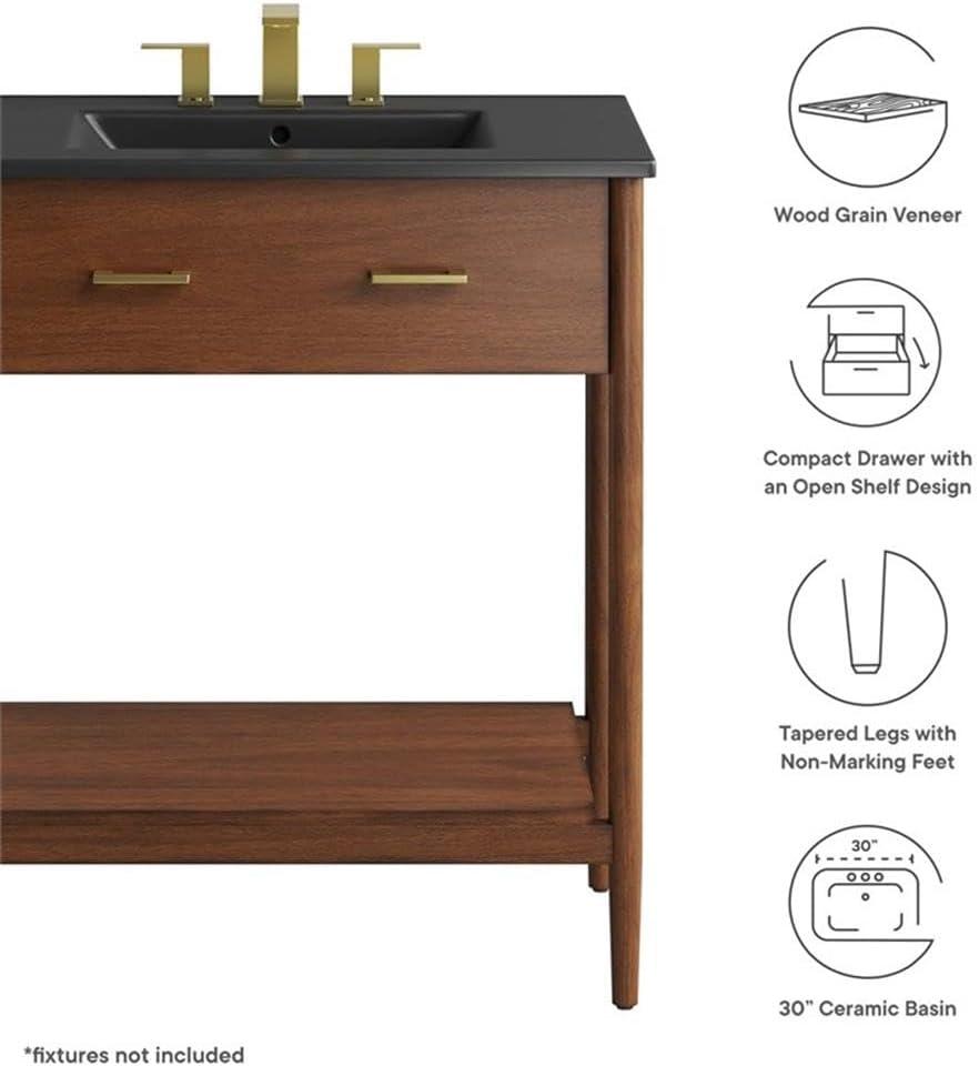 Modway Modway Zaire 30'' Single Bathroom Vanity with Ceramic Top